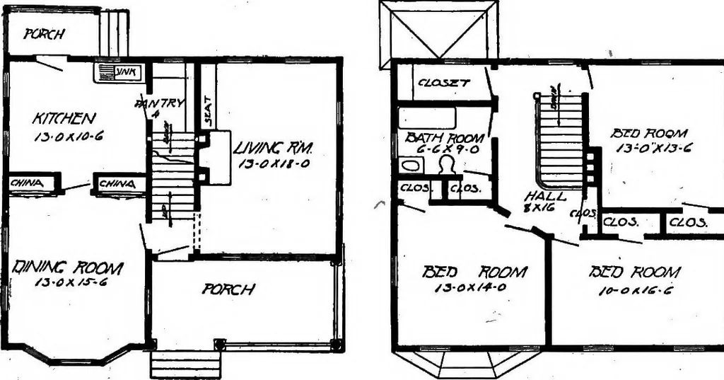 An illustration from Lumberman's house plan book : being a collection of one hundred absolutely new and attractive plans never before published, together with a selection of one hundred of our most popular houses published heretofore ... : 200 house plans, 1907, leaf 41