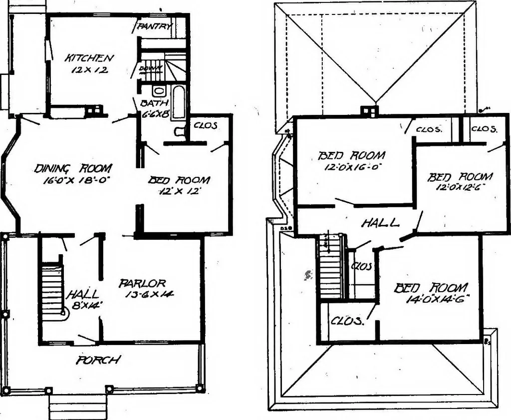 An illustration from Lumberman's house plan book : being a collection of one hundred absolutely new and attractive plans never before published, together with a selection of one hundred of our most popular houses published heretofore ... : 200 house plans, 1907, leaf 48
