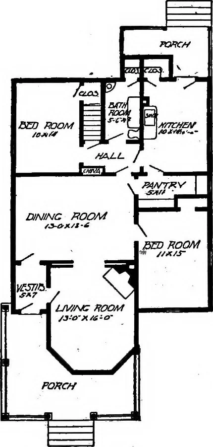 An illustration from Lumberman's house plan book : being a collection of one hundred absolutely new and attractive plans never before published, together with a selection of one hundred of our most popular houses published heretofore ... : 200 house plans, 1907, leaf 50