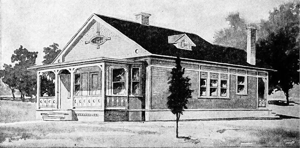An illustration from Lumberman's house plan book : being a collection of one hundred absolutely new and attractive plans never before published, together with a selection of one hundred of our most popular houses published heretofore ... : 200 house plans, 1907, leaf 51