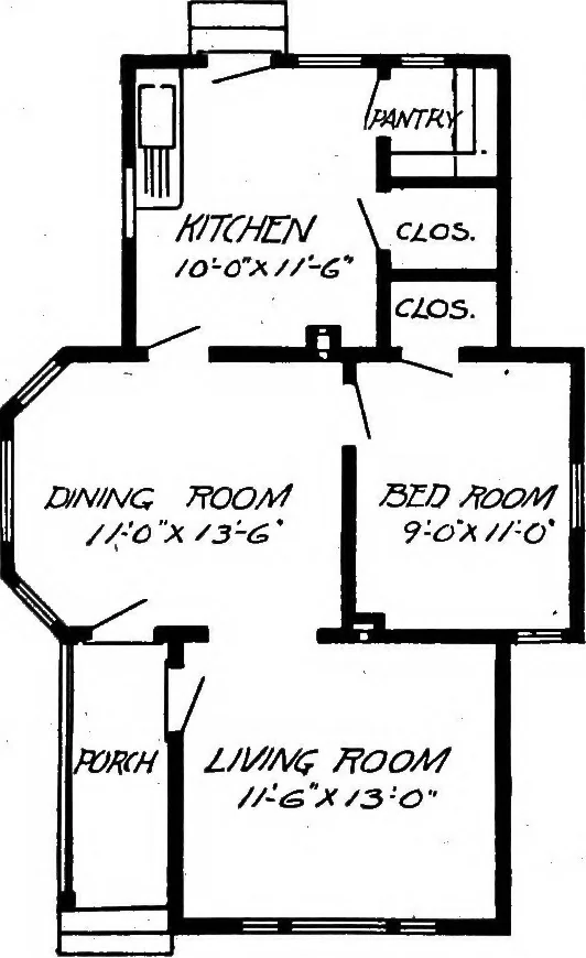 An illustration from Lumberman's house plan book : being a collection of one hundred absolutely new and attractive plans never before published, together with a selection of one hundred of our most popular houses published heretofore ... : 200 house plans, 1907, leaf 58