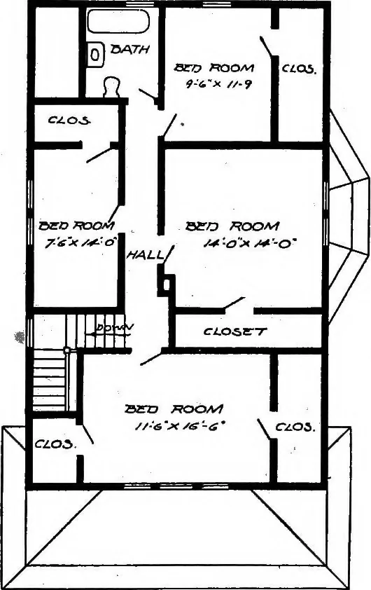 An illustration from Lumberman's house plan book : being a collection of one hundred absolutely new and attractive plans never before published, together with a selection of one hundred of our most popular houses published heretofore ... : 200 house plans, 1907, leaf 60