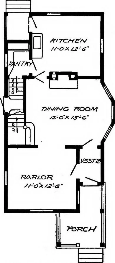 An illustration from Lumberman's house plan book : being a collection of one hundred absolutely new and attractive plans never before published, together with a selection of one hundred of our most popular houses published heretofore ... : 200 house plans, 1907, leaf 61