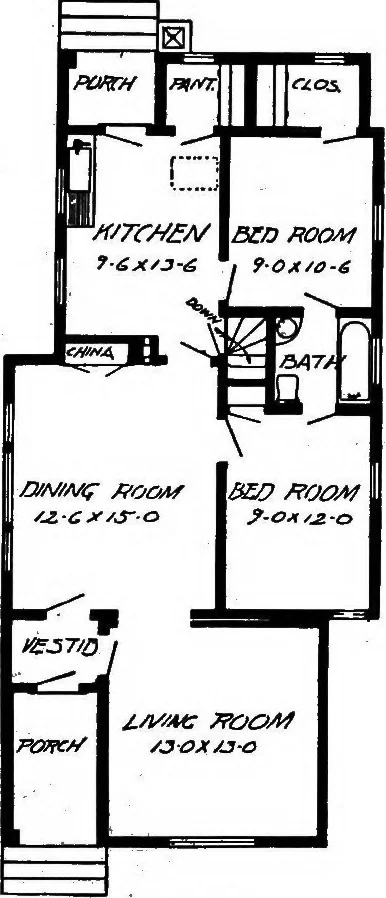 An illustration from Lumberman's house plan book : being a collection of one hundred absolutely new and attractive plans never before published, together with a selection of one hundred of our most popular houses published heretofore ... : 200 house plans, 1907, leaf 62
