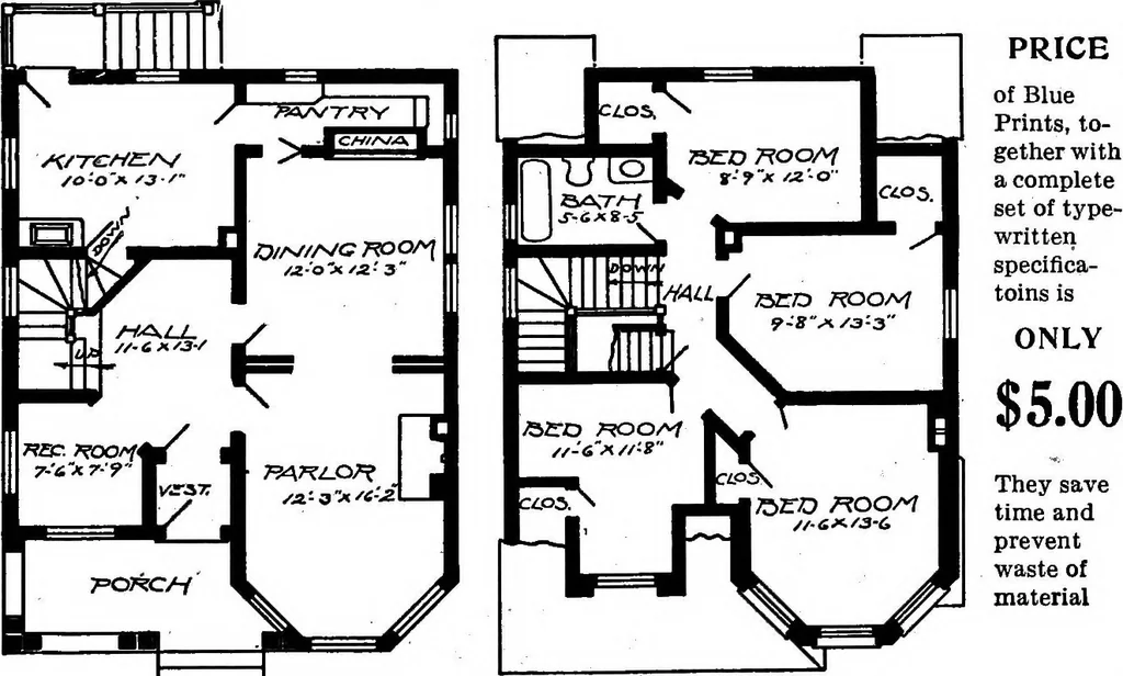 An illustration from Lumberman's house plan book : being a collection of one hundred absolutely new and attractive plans never before published, together with a selection of one hundred of our most popular houses published heretofore ... : 200 house plans, 1907, leaf 64
