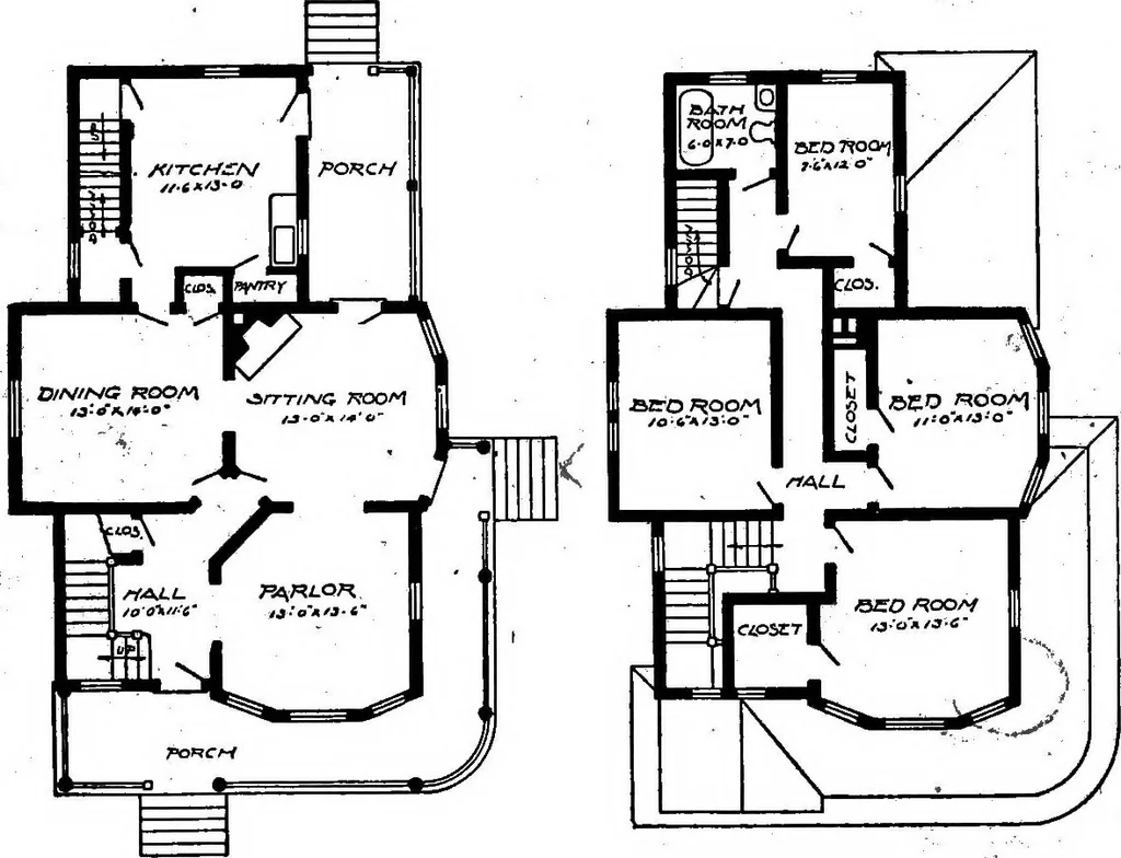 An illustration from Lumberman's house plan book : being a collection of one hundred absolutely new and attractive plans never before published, together with a selection of one hundred of our most popular houses published heretofore ... : 200 house plans, 1907, leaf 69