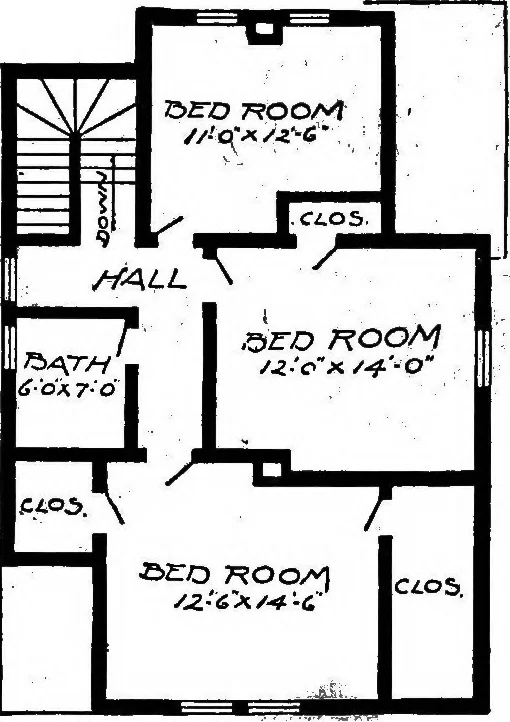 An illustration from Lumberman's house plan book : being a collection of one hundred absolutely new and attractive plans never before published, together with a selection of one hundred of our most popular houses published heretofore ... : 200 house plans, 1907, leaf 70