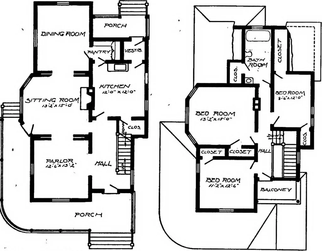 An illustration from Lumberman's house plan book : being a collection of one hundred absolutely new and attractive plans never before published, together with a selection of one hundred of our most popular houses published heretofore ... : 200 house plans, 1907, leaf 72