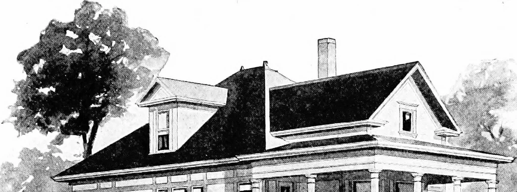 An illustration from Lumberman's house plan book : being a collection of one hundred absolutely new and attractive plans never before published, together with a selection of one hundred of our most popular houses published heretofore ... : 200 house plans, 1907, leaf 74