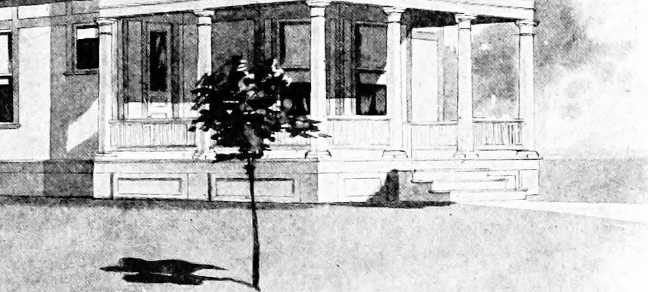An illustration from Lumberman's house plan book : being a collection of one hundred absolutely new and attractive plans never before published, together with a selection of one hundred of our most popular houses published heretofore ... : 200 house plans, 1907, leaf 74