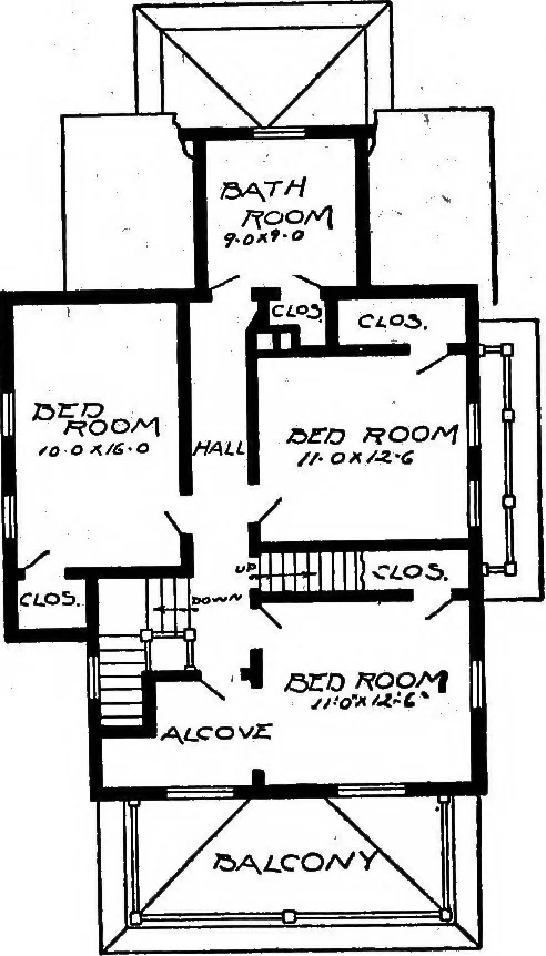 An illustration from Lumberman's house plan book : being a collection of one hundred absolutely new and attractive plans never before published, together with a selection of one hundred of our most popular houses published heretofore ... : 200 house plans, 1907, leaf 75