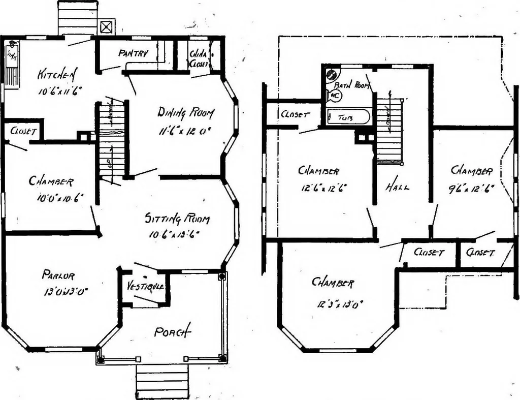 An illustration from Lumberman's house plan book : being a collection of one hundred absolutely new and attractive plans never before published, together with a selection of one hundred of our most popular houses published heretofore ... : 200 house plans, 1907, leaf 81