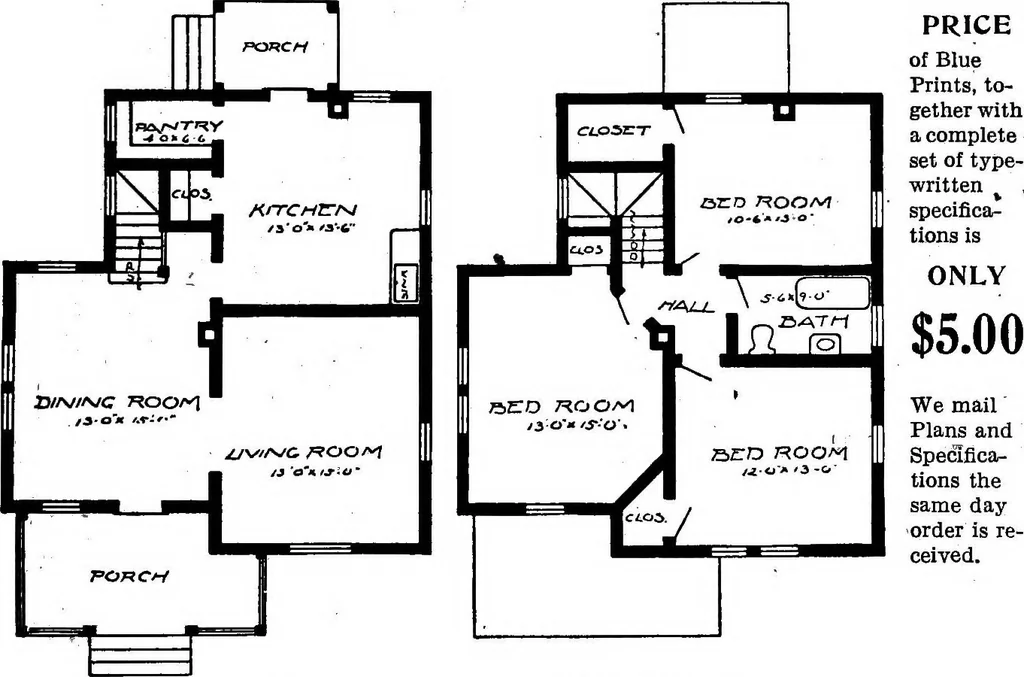 An illustration from Lumberman's house plan book : being a collection of one hundred absolutely new and attractive plans never before published, together with a selection of one hundred of our most popular houses published heretofore ... : 200 house plans, 1907, leaf 82