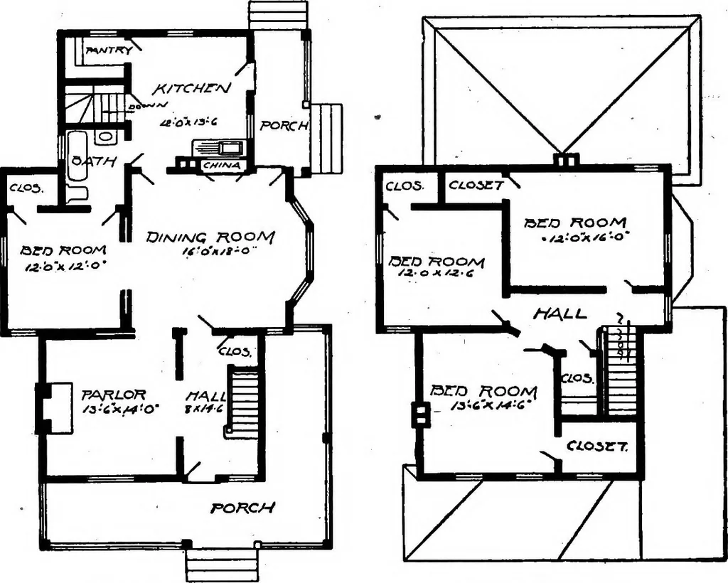 An illustration from Lumberman's house plan book : being a collection of one hundred absolutely new and attractive plans never before published, together with a selection of one hundred of our most popular houses published heretofore ... : 200 house plans, 1907, leaf 87