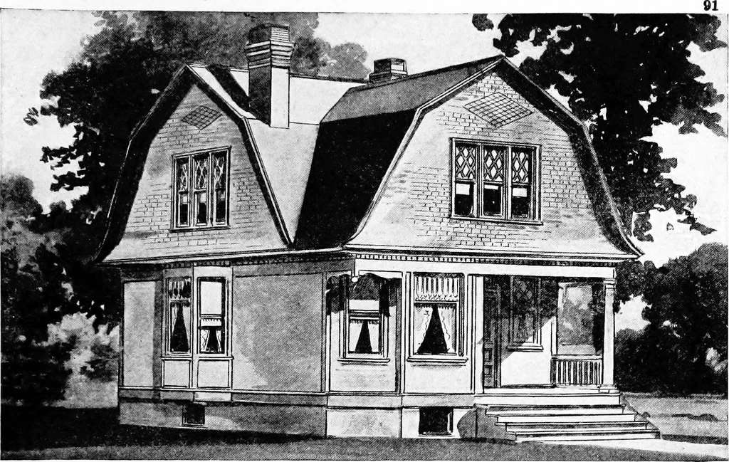An illustration from Lumberman's house plan book : being a collection of one hundred absolutely new and attractive plans never before published, together with a selection of one hundred of our most popular houses published heretofore ... : 200 house plans, 1907, leaf 94