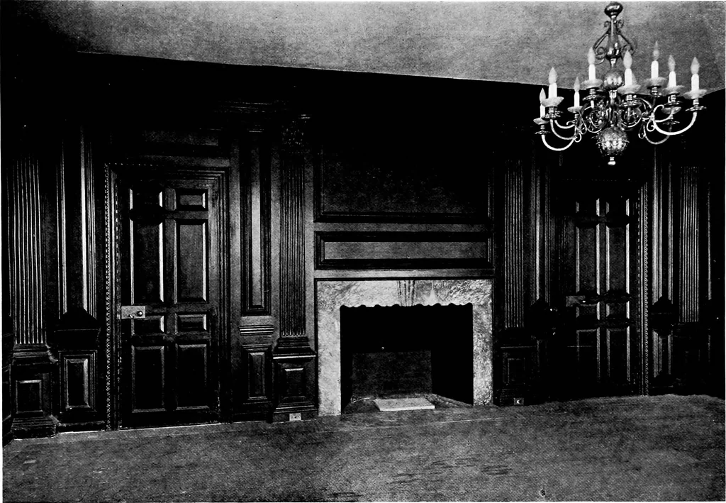 An illustration from Selected interiors of old houses in Salem and vicinity. Edited and published with the purpose of furthering a wider knowledge of the beautiful forms of domestic architecture developed during the time of the colonies and the early days of the Republic, 1916, leaf 18