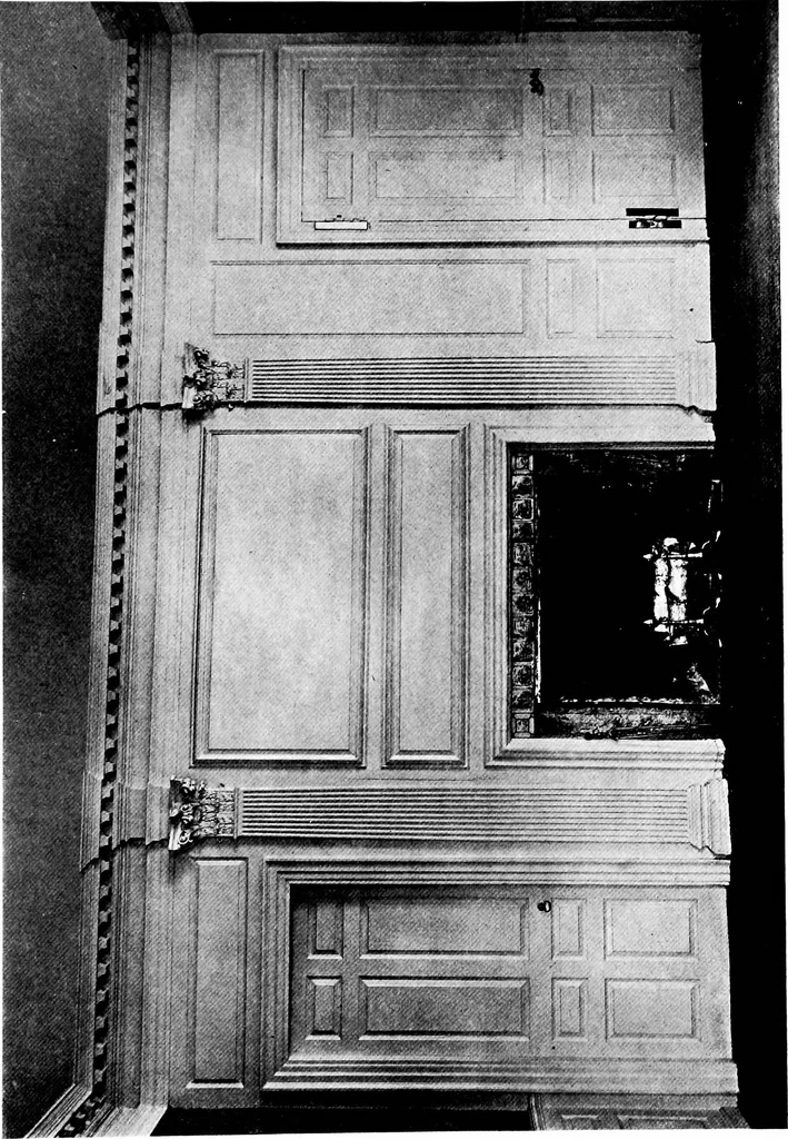 An illustration from Selected interiors of old houses in Salem and vicinity. Edited and published with the purpose of furthering a wider knowledge of the beautiful forms of domestic architecture developed during the time of the colonies and the early days of the Republic, 1916, leaf 34