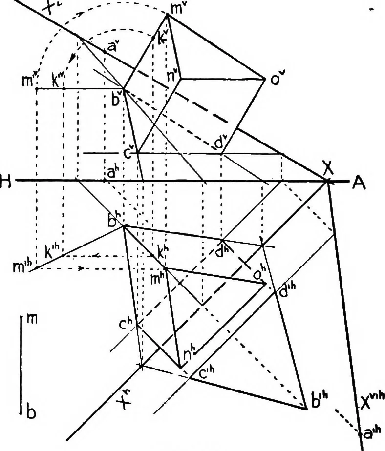 An illustration from Descriptive geometry, 1921, leaf 127