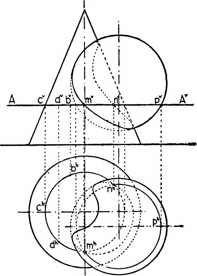 An illustration from Descriptive geometry, 1921, leaf 184