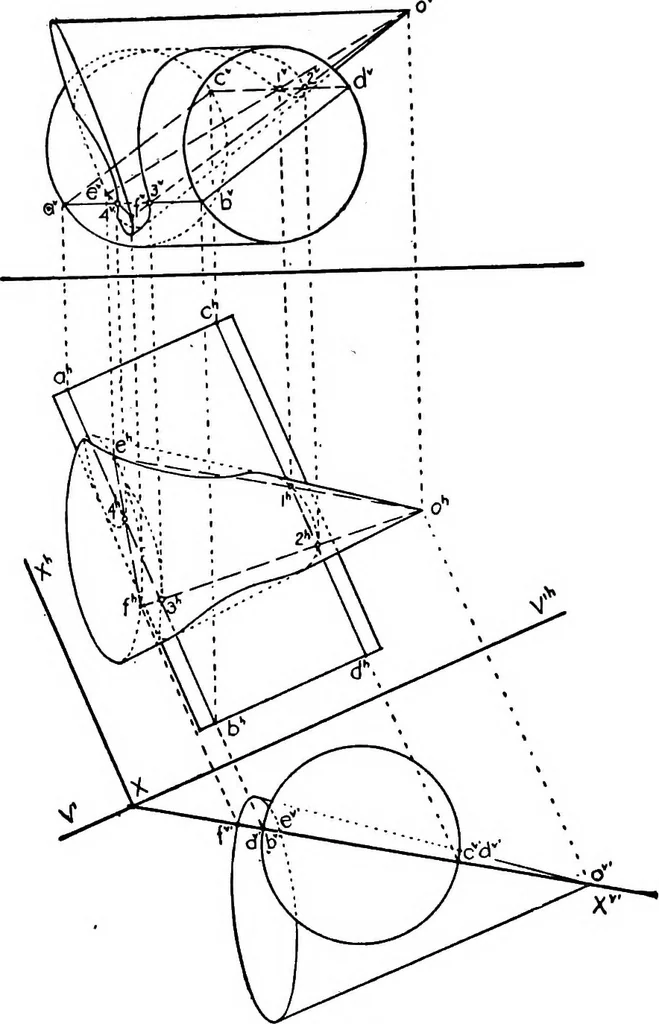 An illustration from Descriptive geometry, 1921, leaf 190