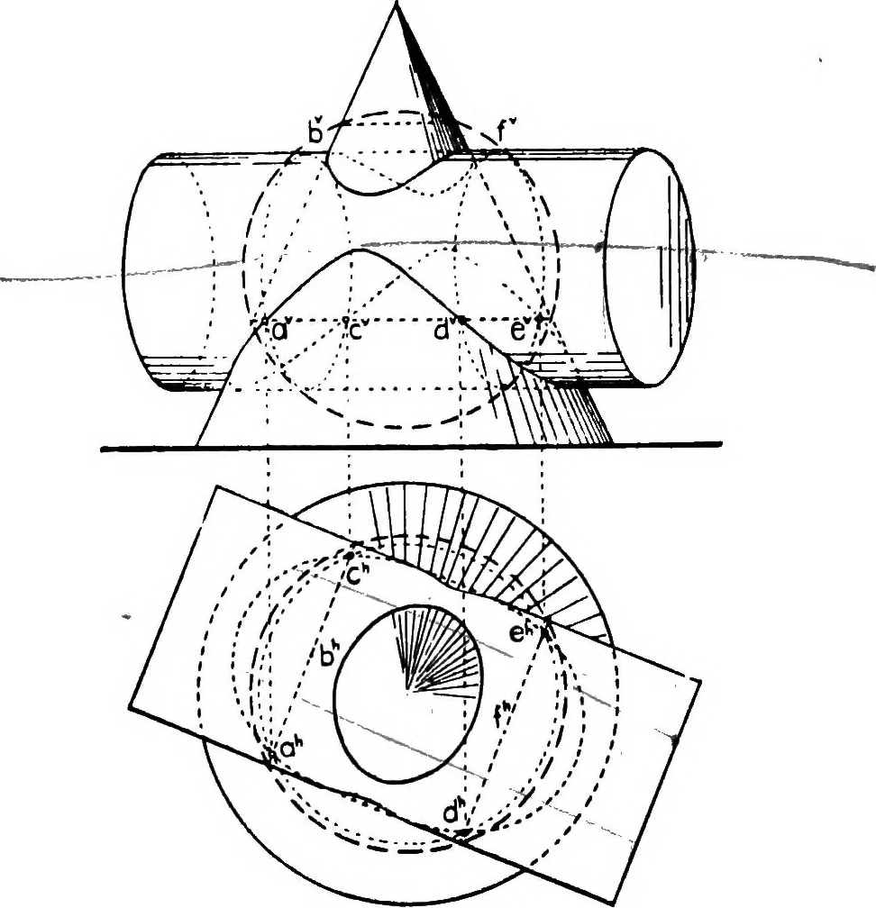 An illustration from Descriptive geometry, 1921, leaf 191