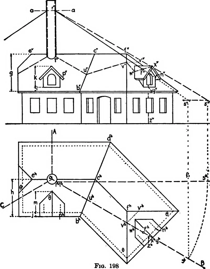 An illustration from Descriptive geometry, 1921, leaf 235