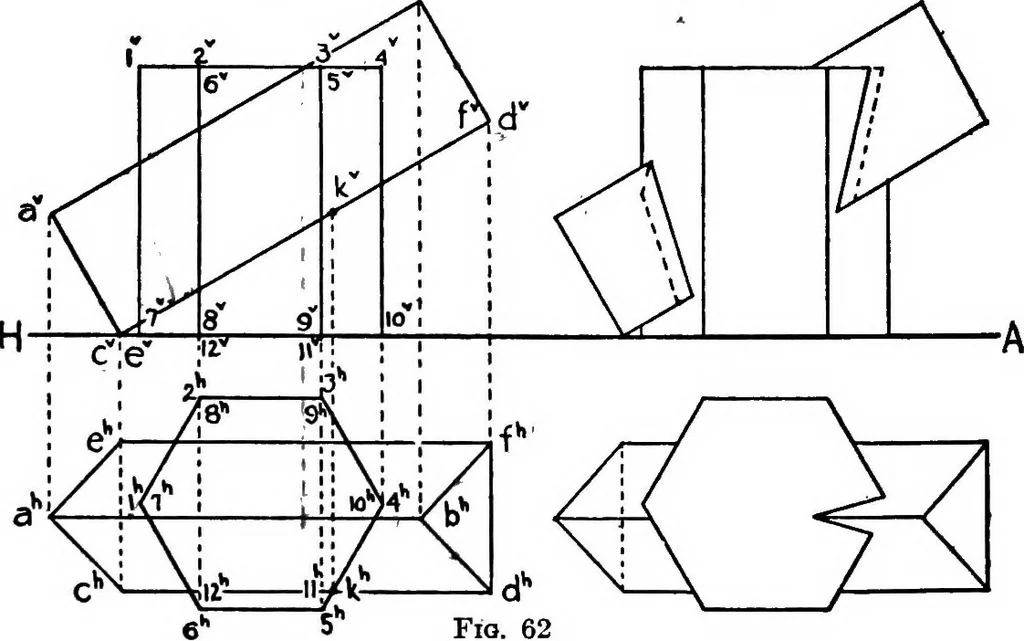 An illustration from Descriptive geometry, 1921, leaf 83