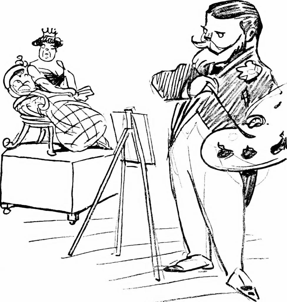 An illustration from Confessions of a caricaturist, 1917, leaf 46
