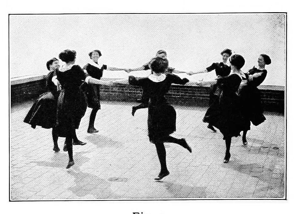 An illustration from Folk-dances and singing games; Dances of the people, 1909, leaf 77