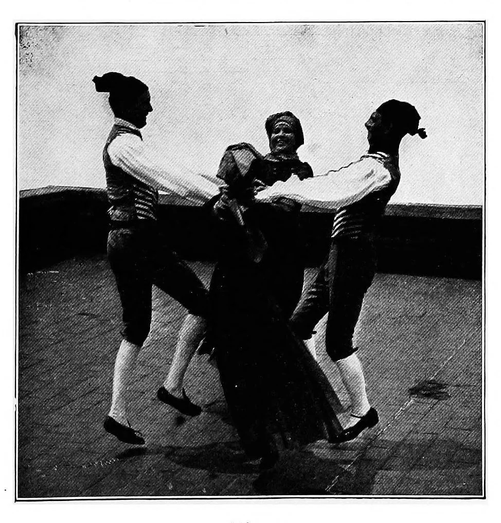 An illustration from Folk-dances and singing games; Dances of the people, 1909, leaf 82