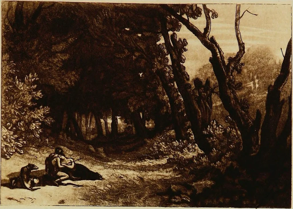 An illustration from A catalogue of the collection of prints from the Liber studiorum of Joseph Mallord William Turner, formed by the late Francis Bullard, of Boston, Massachusetts, and bequeathed by him to the Museum of fine arts in Boston, 1916, leaf 100