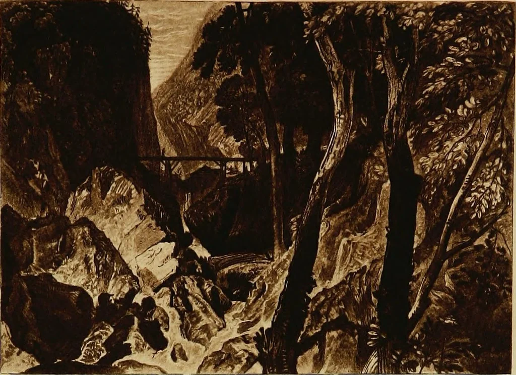 An illustration from A catalogue of the collection of prints from the Liber studiorum of Joseph Mallord William Turner, formed by the late Francis Bullard, of Boston, Massachusetts, and bequeathed by him to the Museum of fine arts in Boston, 1916, leaf 128