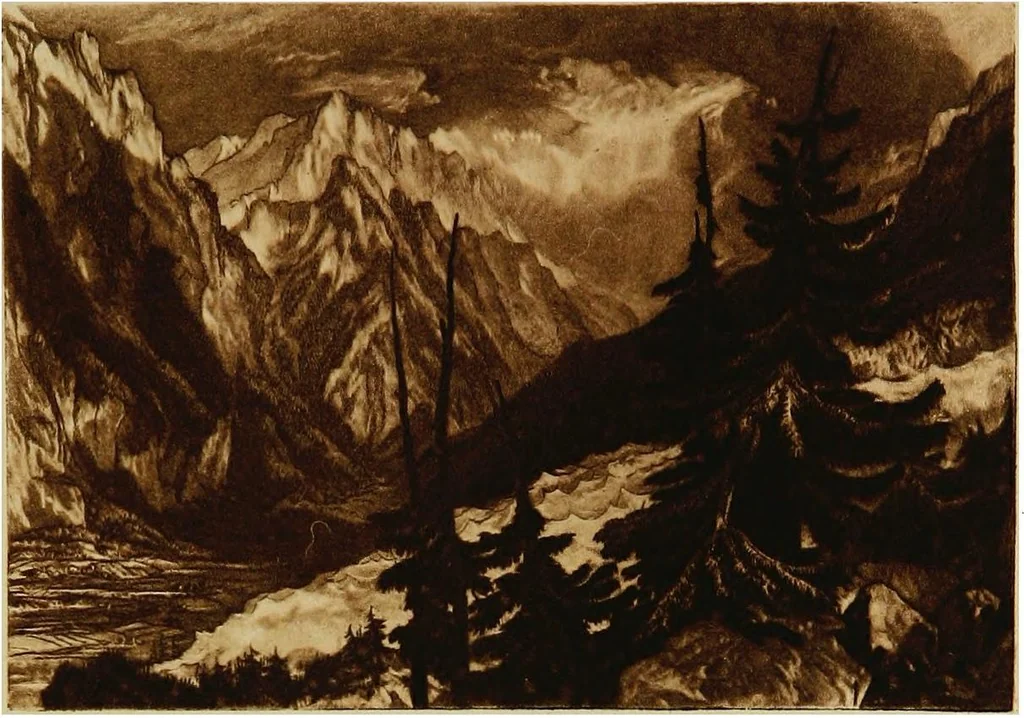 An illustration from A catalogue of the collection of prints from the Liber studiorum of Joseph Mallord William Turner, formed by the late Francis Bullard, of Boston, Massachusetts, and bequeathed by him to the Museum of fine arts in Boston, 1916, leaf 140