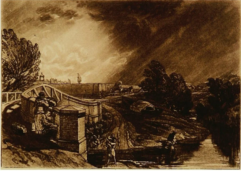 An illustration from A catalogue of the collection of prints from the Liber studiorum of Joseph Mallord William Turner, formed by the late Francis Bullard, of Boston, Massachusetts, and bequeathed by him to the Museum of fine arts in Boston, 1916, leaf 144
