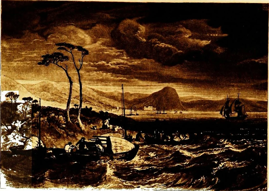 An illustration from A catalogue of the collection of prints from the Liber studiorum of Joseph Mallord William Turner, formed by the late Francis Bullard, of Boston, Massachusetts, and bequeathed by him to the Museum of fine arts in Boston, 1916, leaf 150