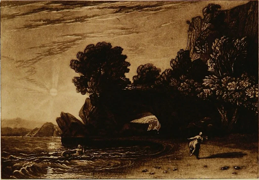 An illustration from A catalogue of the collection of prints from the Liber studiorum of Joseph Mallord William Turner, formed by the late Francis Bullard, of Boston, Massachusetts, and bequeathed by him to the Museum of fine arts in Boston, 1916, leaf 168