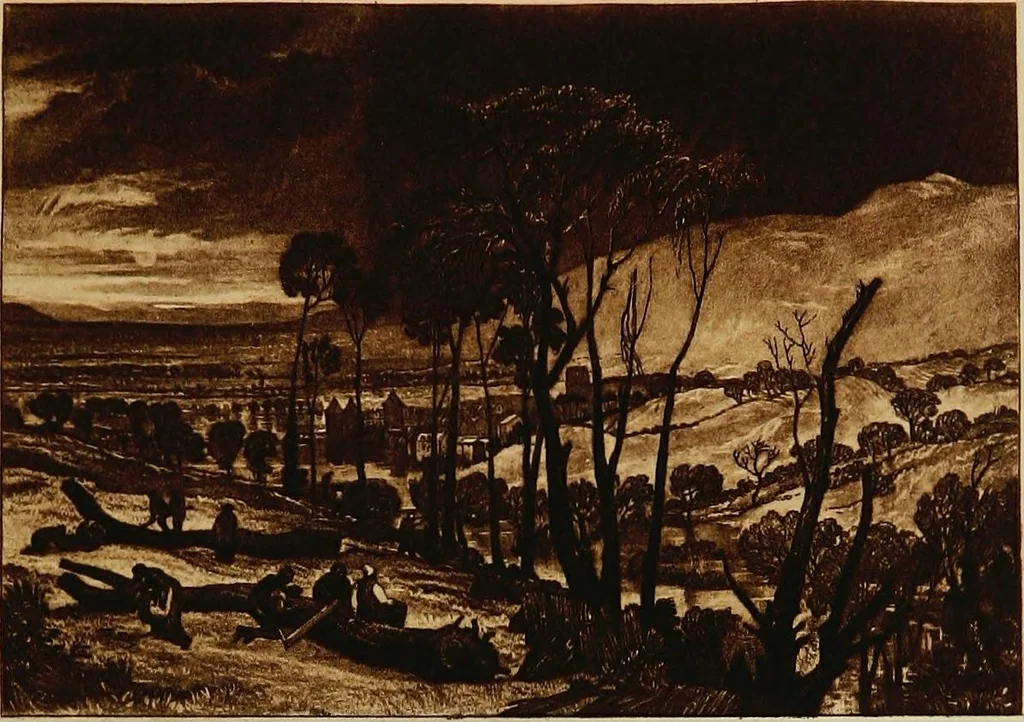 An illustration from A catalogue of the collection of prints from the Liber studiorum of Joseph Mallord William Turner, formed by the late Francis Bullard, of Boston, Massachusetts, and bequeathed by him to the Museum of fine arts in Boston, 1916, leaf 174