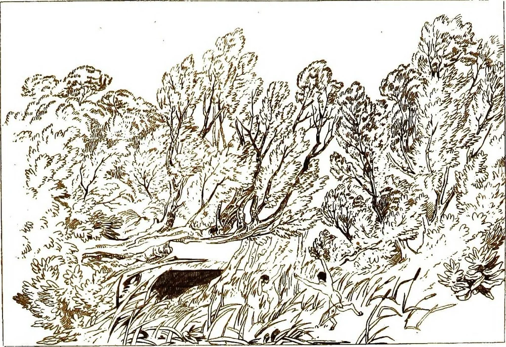 An illustration from A catalogue of the collection of prints from the Liber studiorum of Joseph Mallord William Turner, formed by the late Francis Bullard, of Boston, Massachusetts, and bequeathed by him to the Museum of fine arts in Boston, 1916, leaf 182