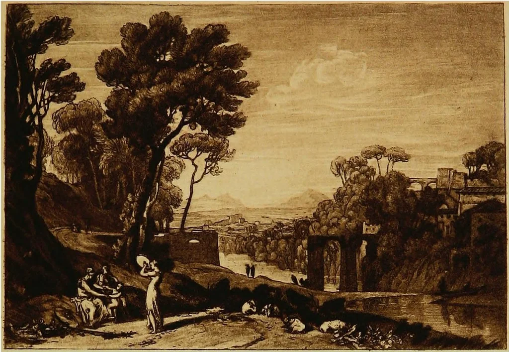An illustration from A catalogue of the collection of prints from the Liber studiorum of Joseph Mallord William Turner, formed by the late Francis Bullard, of Boston, Massachusetts, and bequeathed by him to the Museum of fine arts in Boston, 1916, leaf 20