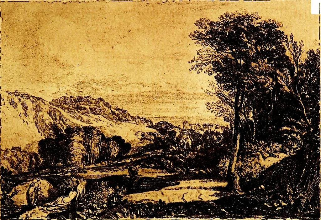 An illustration from A catalogue of the collection of prints from the Liber studiorum of Joseph Mallord William Turner, formed by the late Francis Bullard, of Boston, Massachusetts, and bequeathed by him to the Museum of fine arts in Boston, 1916, leaf 202