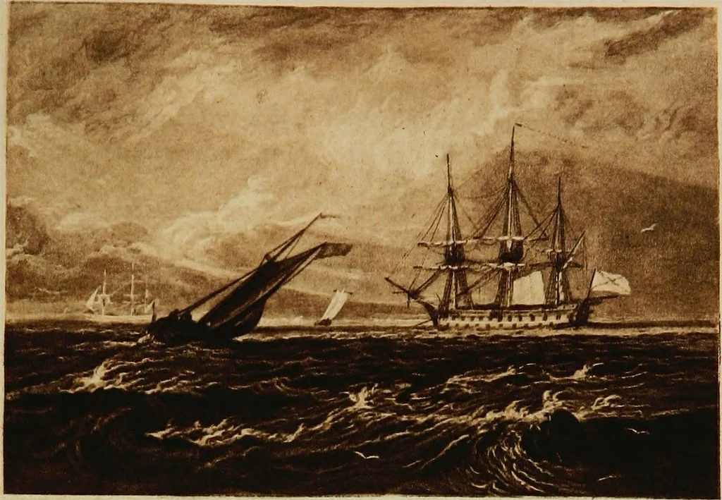 An illustration from A catalogue of the collection of prints from the Liber studiorum of Joseph Mallord William Turner, formed by the late Francis Bullard, of Boston, Massachusetts, and bequeathed by him to the Museum of fine arts in Boston, 1916, leaf 56