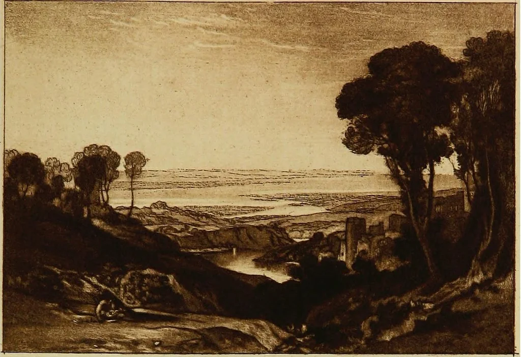 An illustration from A catalogue of the collection of prints from the Liber studiorum of Joseph Mallord William Turner, formed by the late Francis Bullard, of Boston, Massachusetts, and bequeathed by him to the Museum of fine arts in Boston, 1916, leaf 72