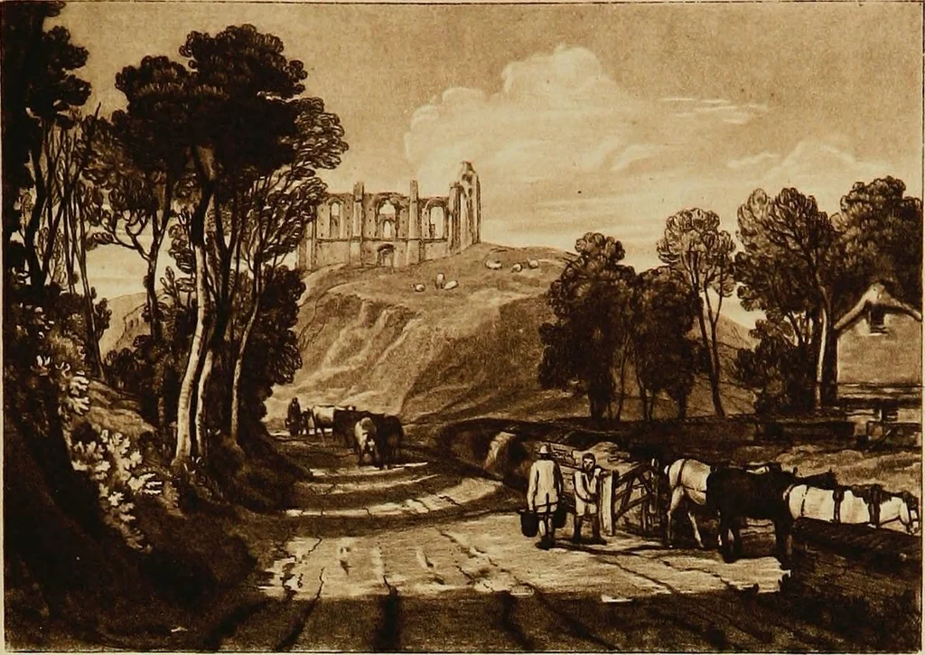 An illustration from A catalogue of the collection of prints from the Liber studiorum of Joseph Mallord William Turner, formed by the late Francis Bullard, of Boston, Massachusetts, and bequeathed by him to the Museum of fine arts in Boston, 1916, leaf 82