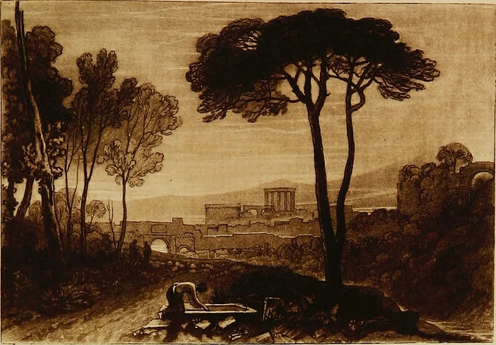 An illustration from A catalogue of the collection of prints from the Liber studiorum of Joseph Mallord William Turner, formed by the late Francis Bullard, of Boston, Massachusetts, and bequeathed by him to the Museum of fine arts in Boston, 1916, leaf 94