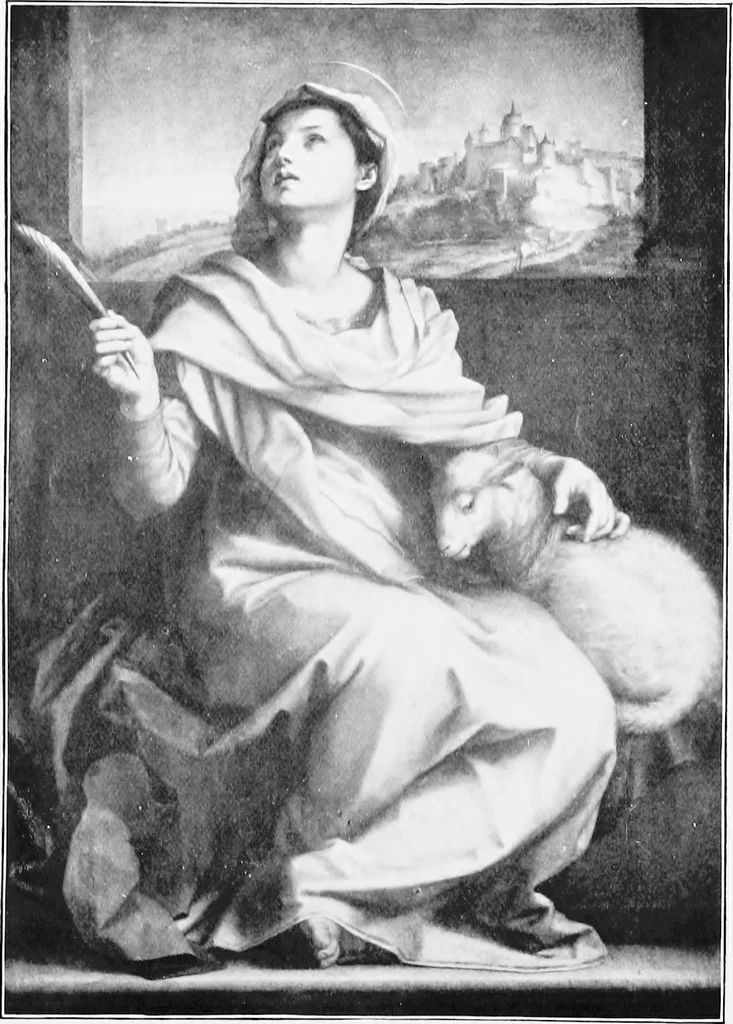 An illustration from Lives and legends of the great hermits and fathers of the church, with other contemporary saints, 1902, leaf 126