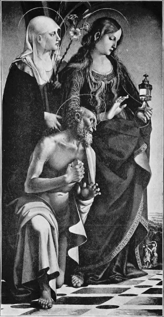 An illustration from Lives and legends of the great hermits and fathers of the church, with other contemporary saints, 1902, leaf 222