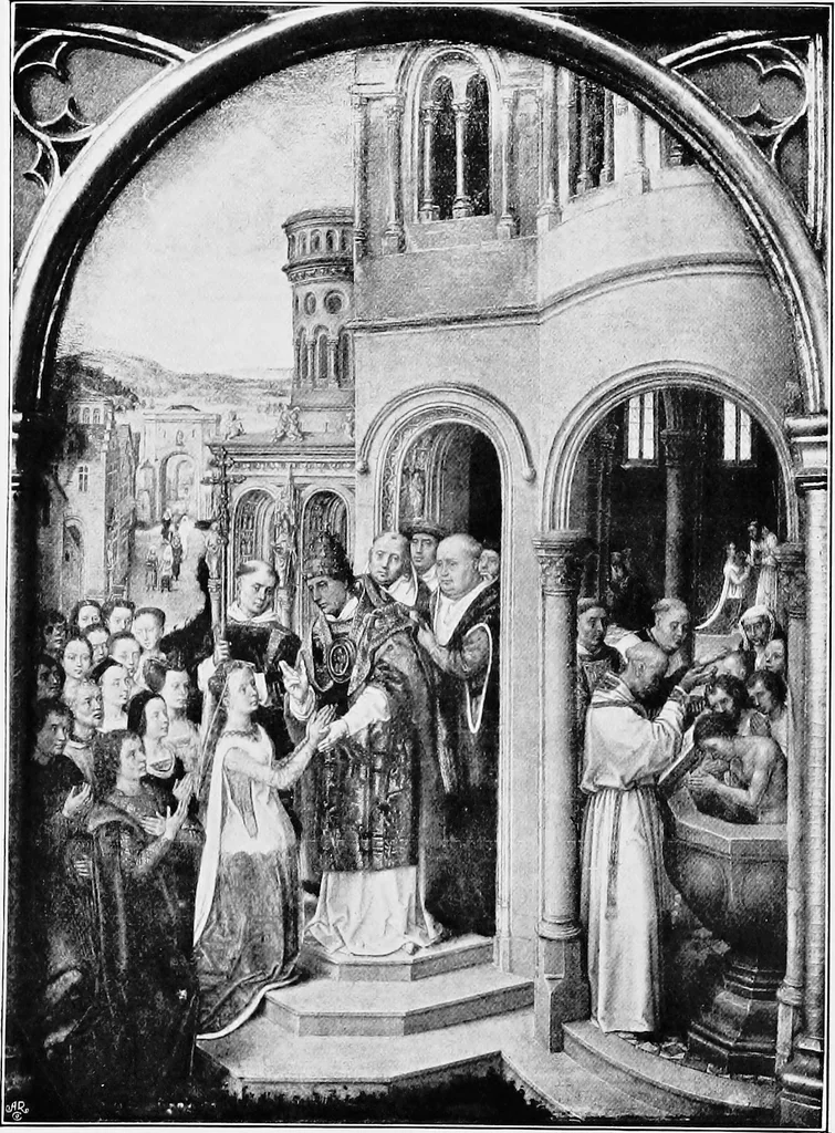 An illustration from Lives and legends of the great hermits and fathers of the church, with other contemporary saints, 1902, leaf 390