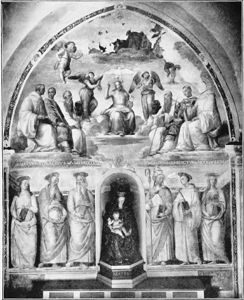 An illustration from Lives and legends of the great hermits and fathers of the church, with other contemporary saints, 1902, leaf 414