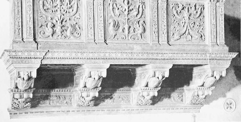 An illustration from Interiors, fireplaces, & fvrnitvre of the Italian renaissance, 1916, leaf 188