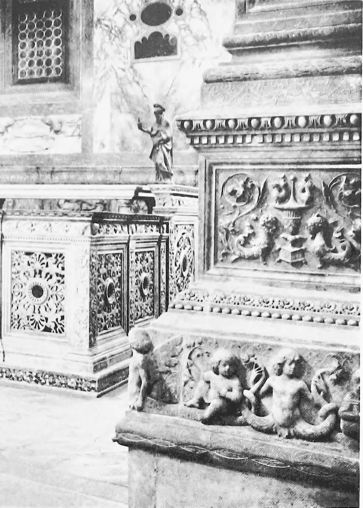 An illustration from Interiors, fireplaces, & fvrnitvre of the Italian renaissance, 1916, leaf 48